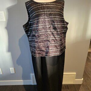 NWOT New Image Black & Silver Metallic Brocade Maxi Dress | Size 22